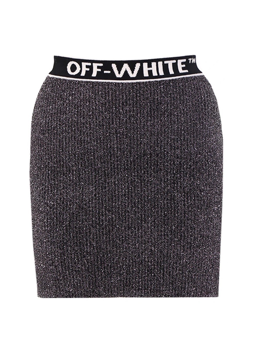 $723 NWT Off-White Black Purple Metallic Lurex Pencil Mini Stretchy Skirt 38/XS